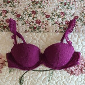 Pink Victoria's Secret Lightly Lined Balconette Bra In Wild Rose Star Pattern